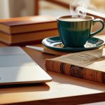 Woman journaling with tea, practicing self-care and boundaries